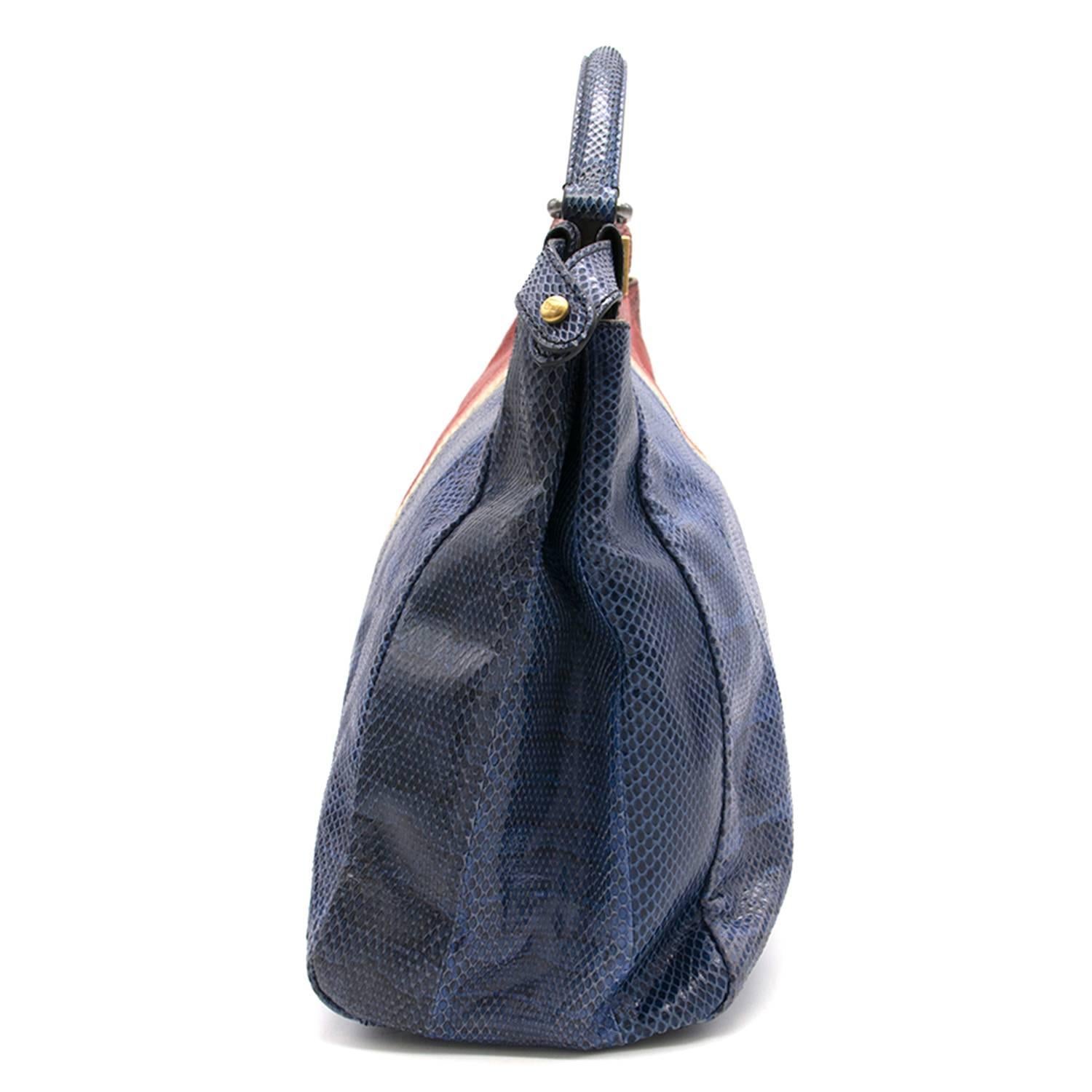 Fendi Multicolor Python Leather Large Peekaboo Tote Bag For Sale 3