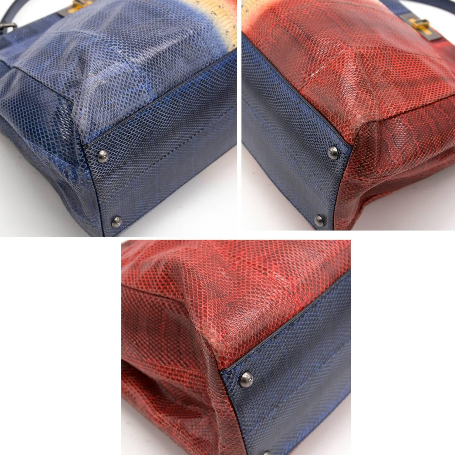 Women's or Men's Fendi Multicolor Python Leather Large Peekaboo Tote Bag For Sale