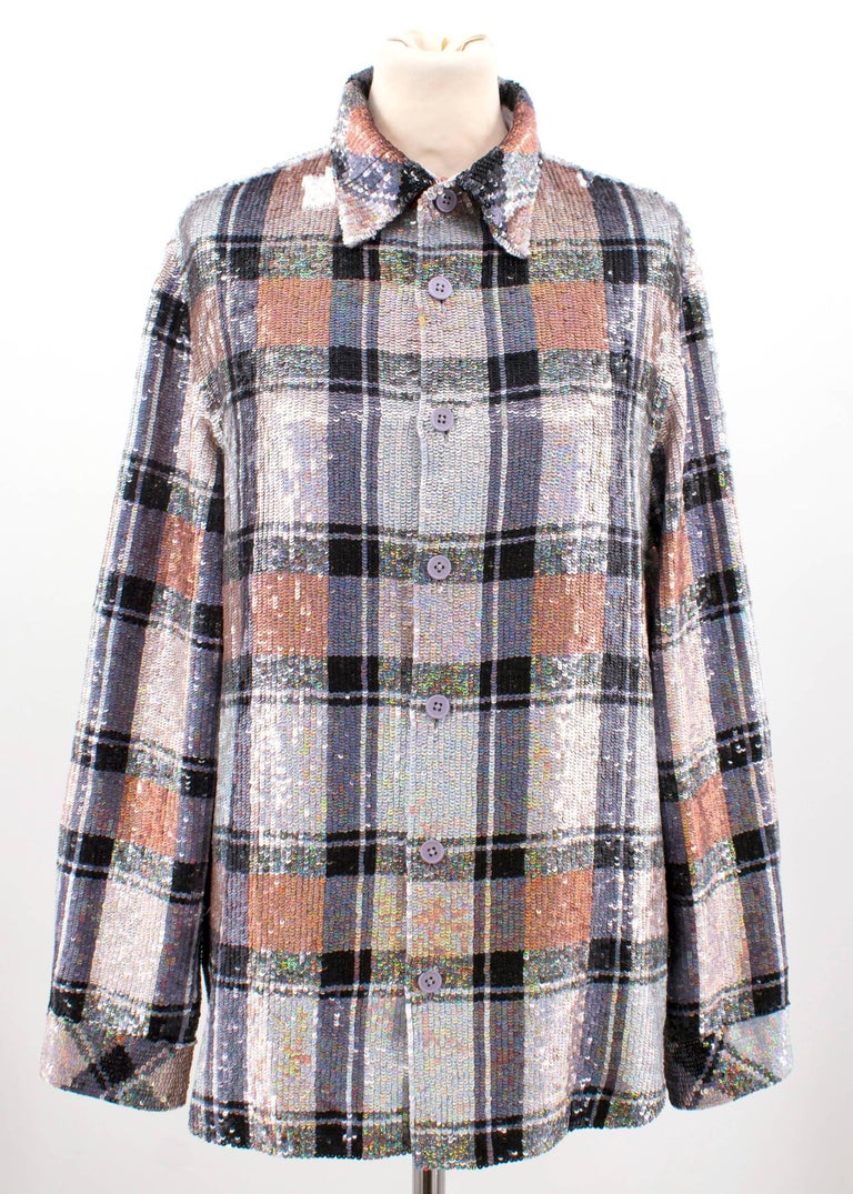 Ashish + Button-down Checked Sequin-embellished Shirt