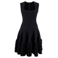 Alaia Paris Black Wool Sleeveless Ruffle Dress  - US size 6