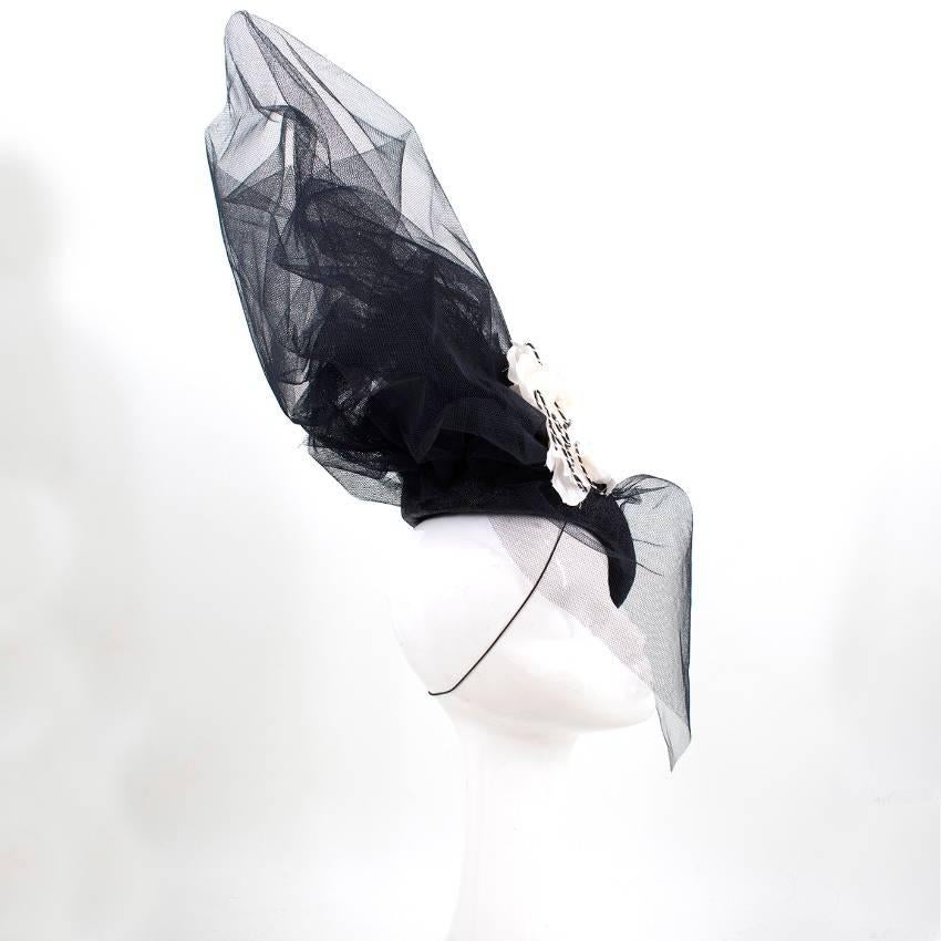 Victoria Grant Bespoke Black Lady Rose Embellished Hat For Sale 1