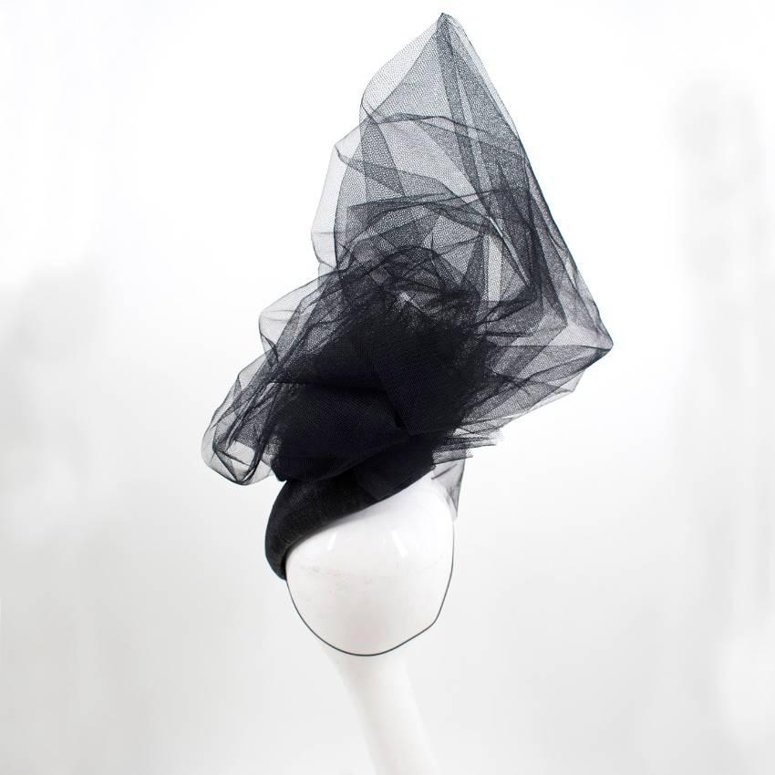 Victoria Grant Bespoke Black Lady Rose Embellished Hat For Sale 2