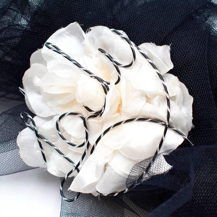 Victoria Grant Bespoke Black Lady Rose Embellished Hat For Sale 3