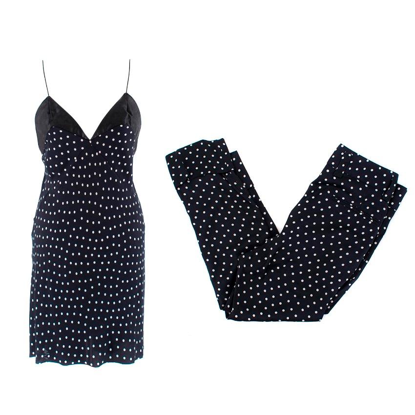 Haider Ackermann Navy Polkadot Trouser and Top Set Size 8 For Sale