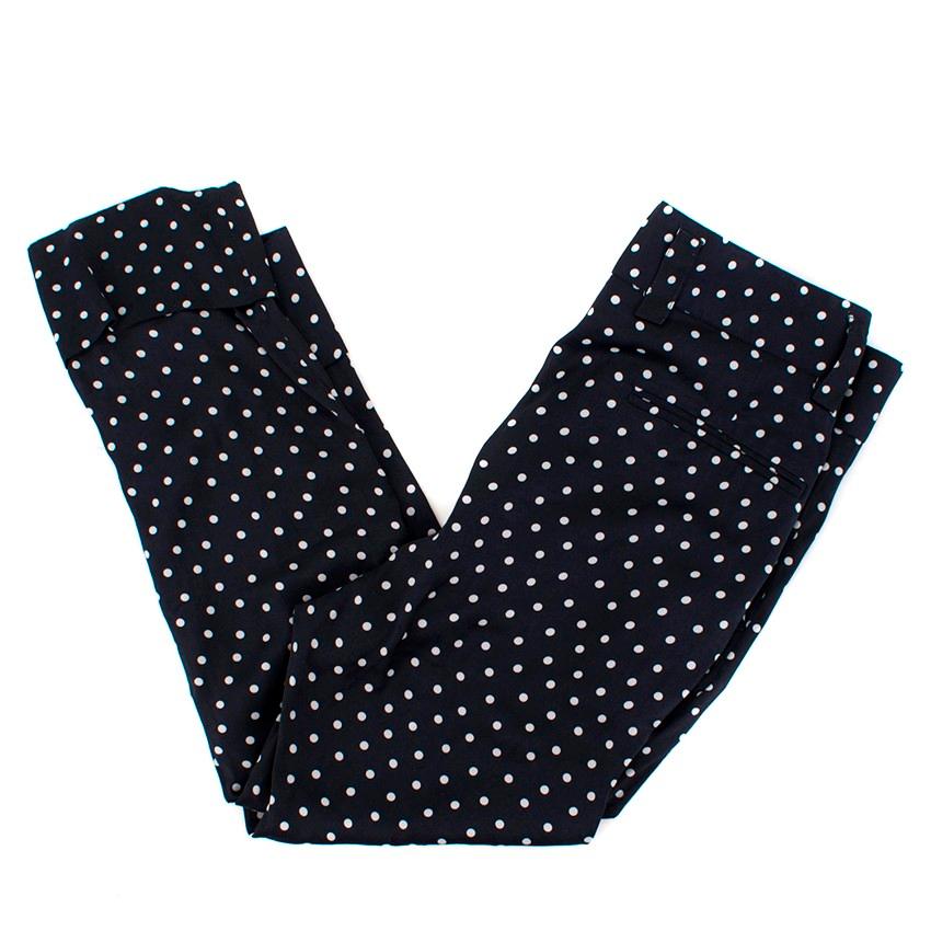Haider Ackermann Navy Polkadot Trouser and Top Set Size 8 In New Condition For Sale In London, GB
