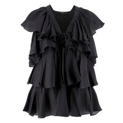 Givenchy Black Silk Ruffle Top Size 4