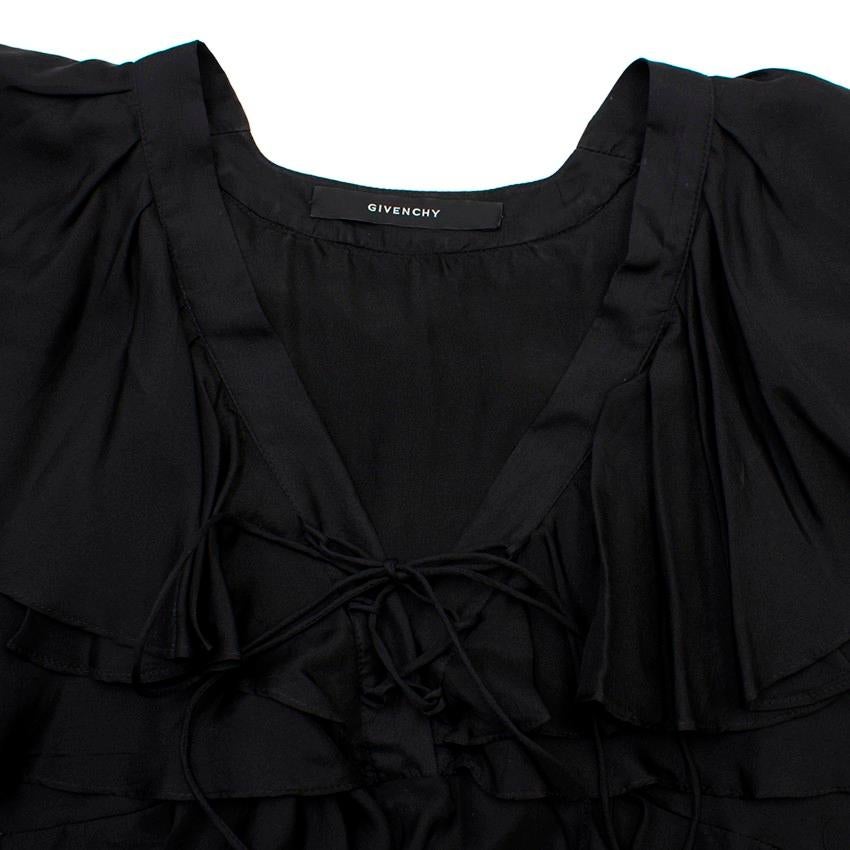 Women's Givenchy Black Silk Ruffle Top Size 4 For Sale