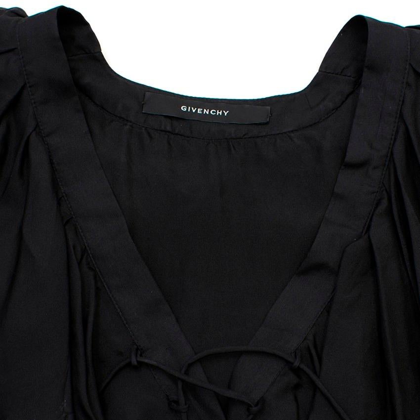 Givenchy Black Silk Ruffle Top Size 4 For Sale 2
