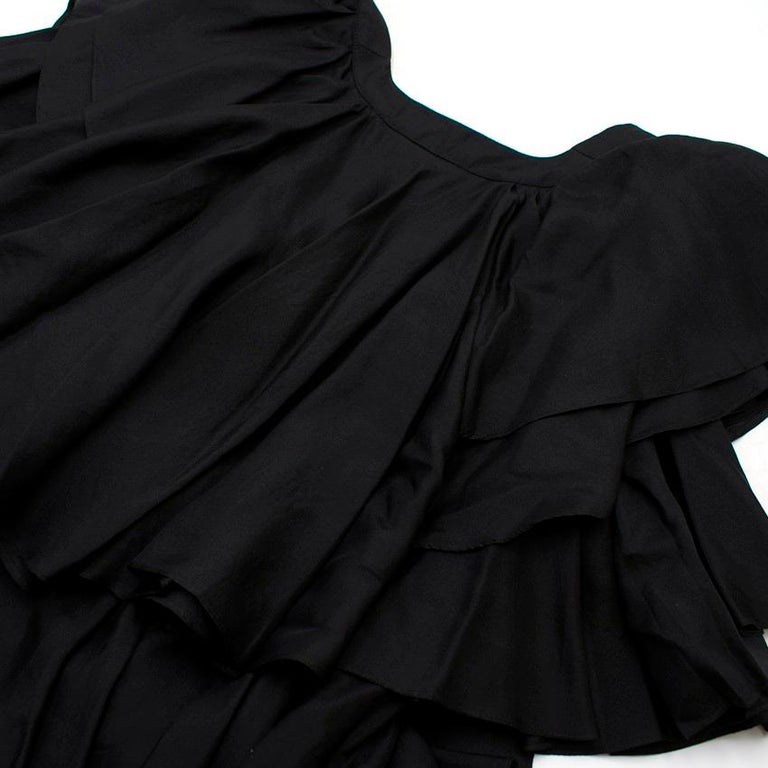 Givenchy Black Silk Ruffle Top Size 4 For Sale at 1stDibs