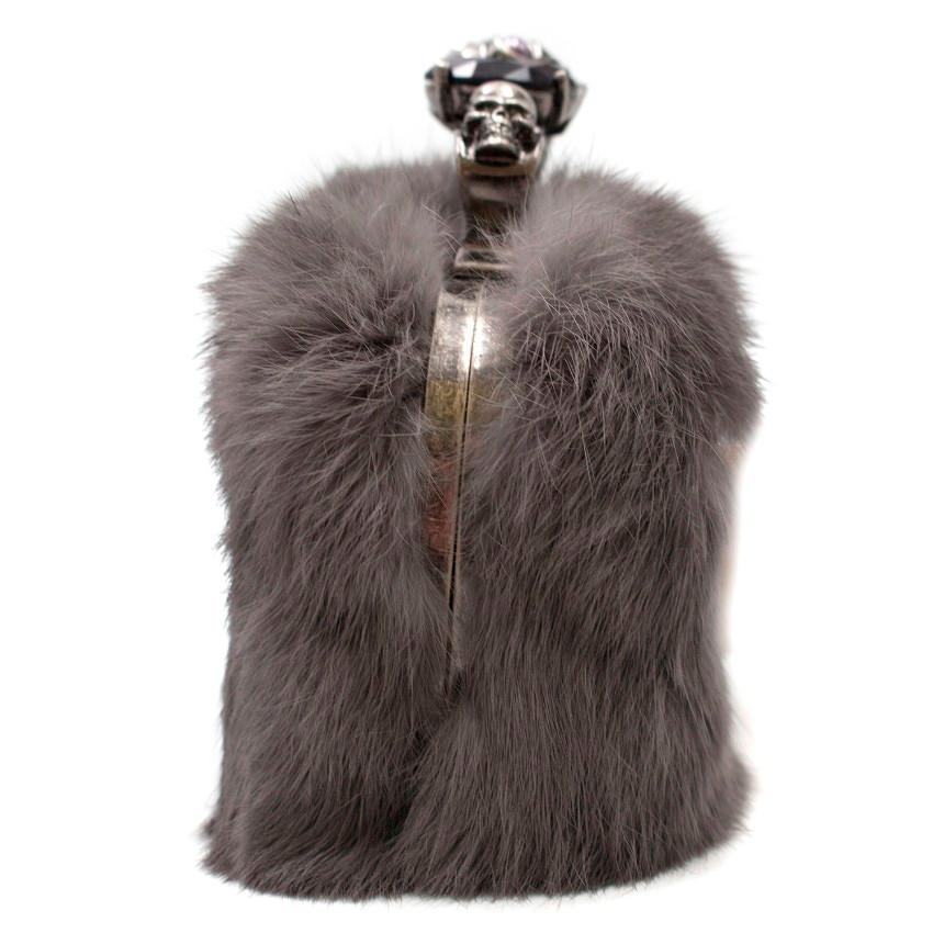 Black Alexander McQueen Mink Fur Knuckle Duster Clutch For Sale