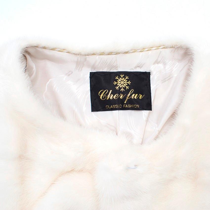 Cher Fur White Mink Fur Longline Coat with inner waist ties Size 10 In New Condition For Sale In London, GB