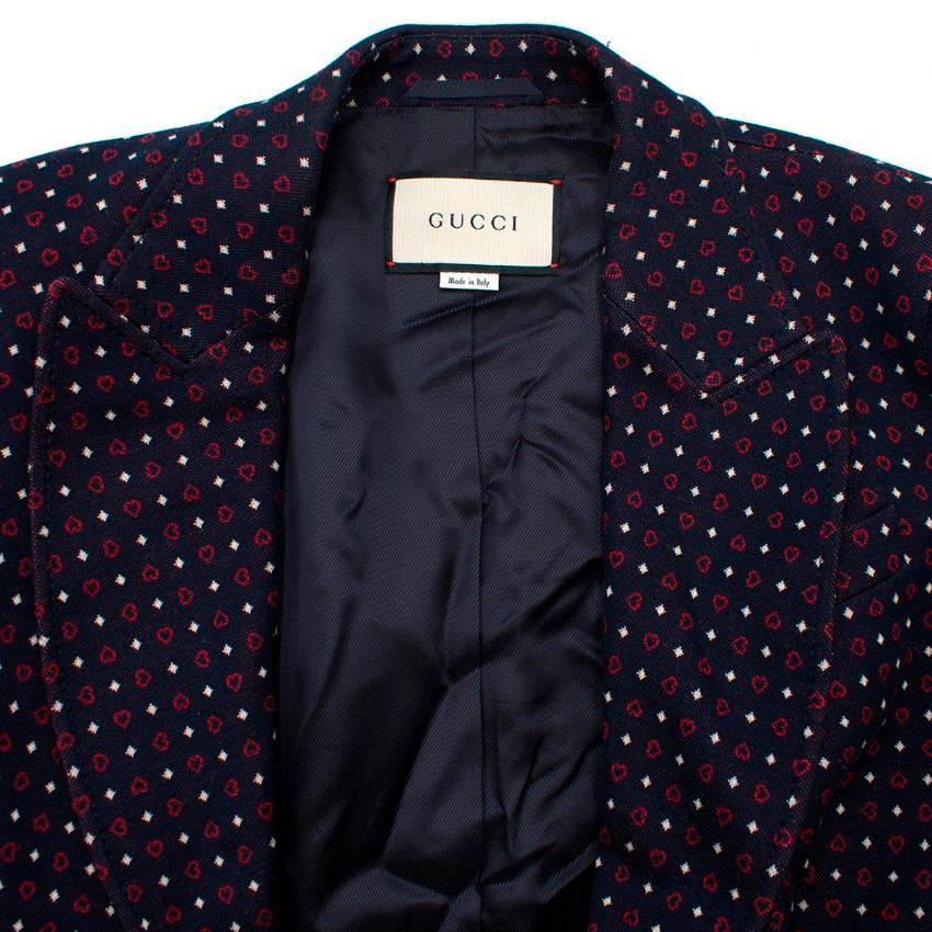 Women's Gucci Navy Patterned Blazer Size 4 For Sale