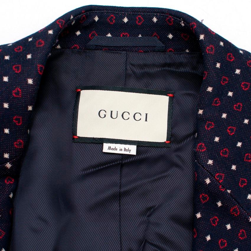 Gucci Navy Patterned Blazer Size 4 For Sale 1
