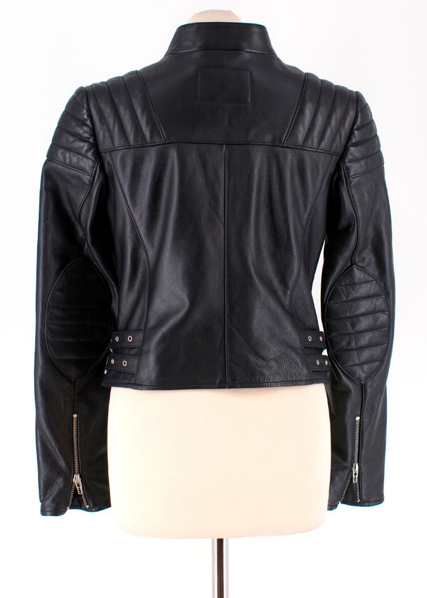 Alexander McQueen Black Leather Jacket Size 2 In Excellent Condition For Sale In London, GB