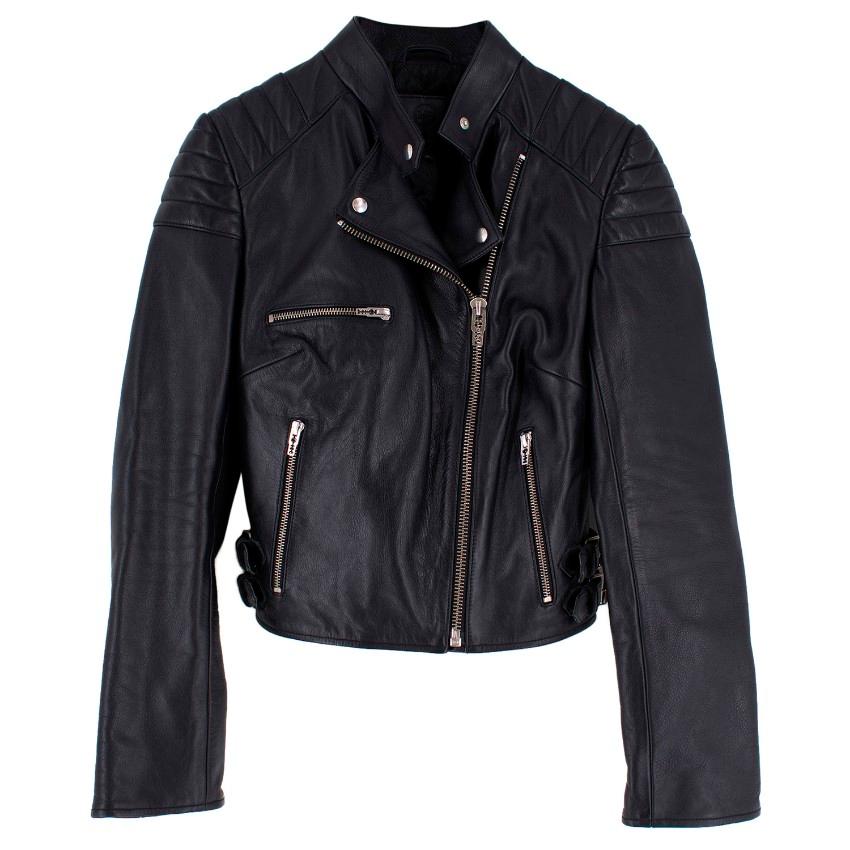 Women's Alexander McQueen Black Leather Jacket Size 2 For Sale