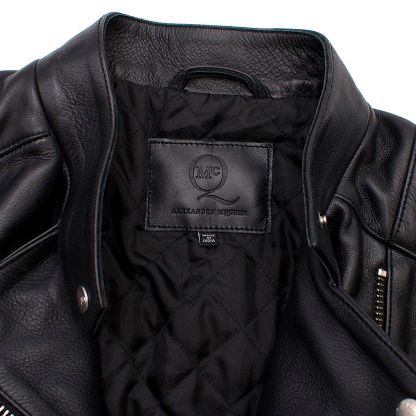Alexander McQueen Black Leather Jacket Size 2 For Sale 1