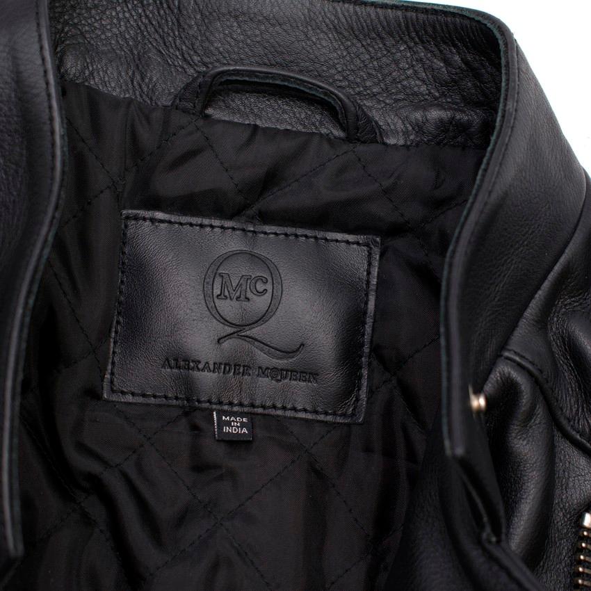 Alexander McQueen Black Leather Jacket Size 2 For Sale 2