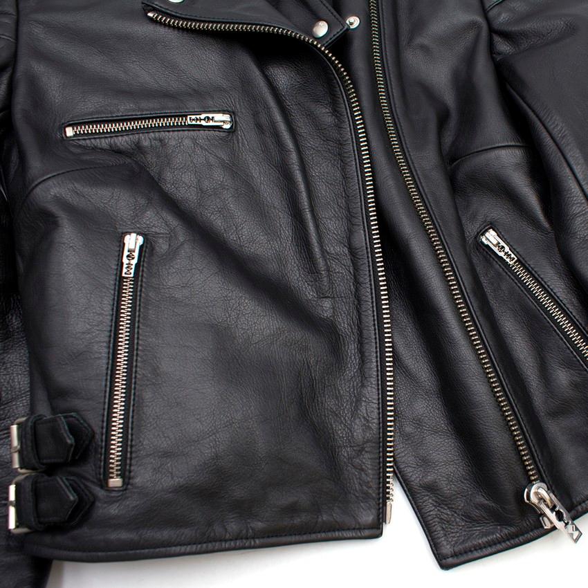 Alexander McQueen Black Leather Jacket Size 2 For Sale 3