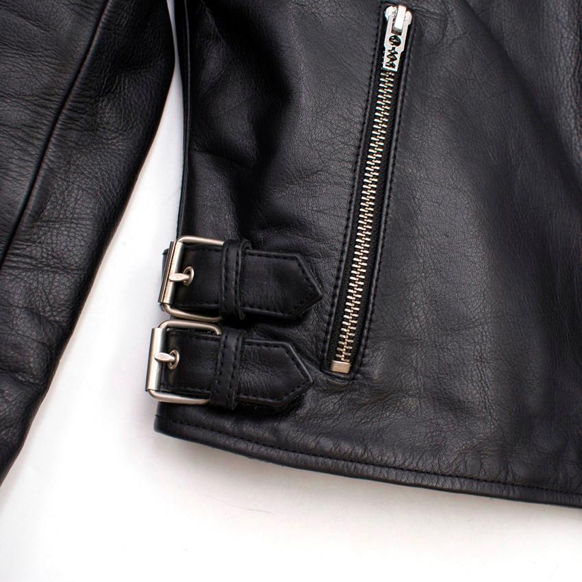 Alexander McQueen Black Leather Jacket Size 2 For Sale 4