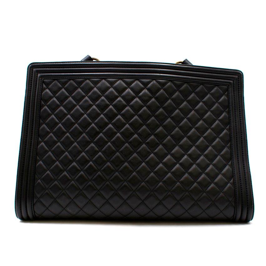 Chanel Black Quilted Leather Boy Shopping Tote Bag In Excellent Condition For Sale In London, GB