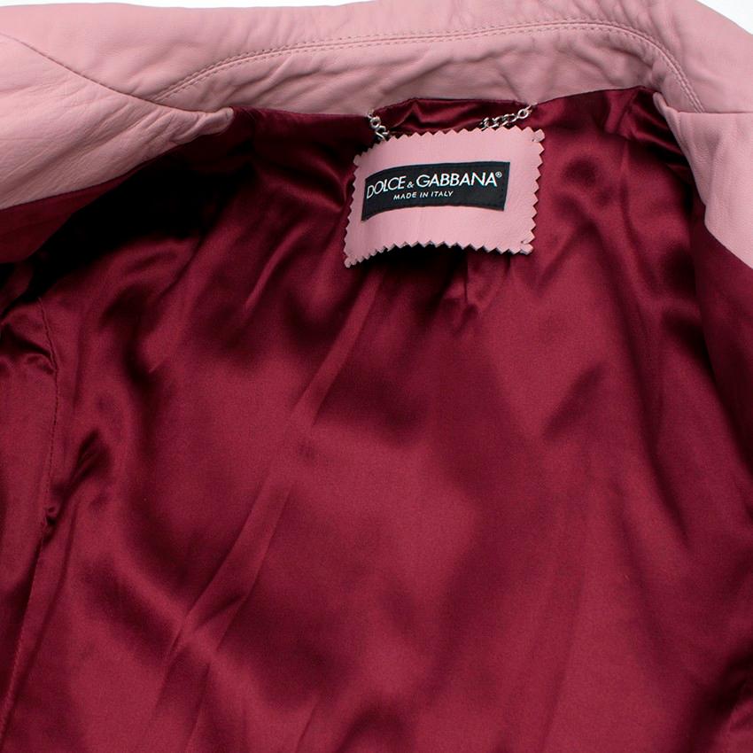 Pink Dolce & Gabbana Blush Leather Biker Jacket US 0-2