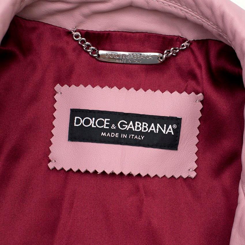 Dolce & Gabbana Blush Leather Biker Jacket US 0-2 1