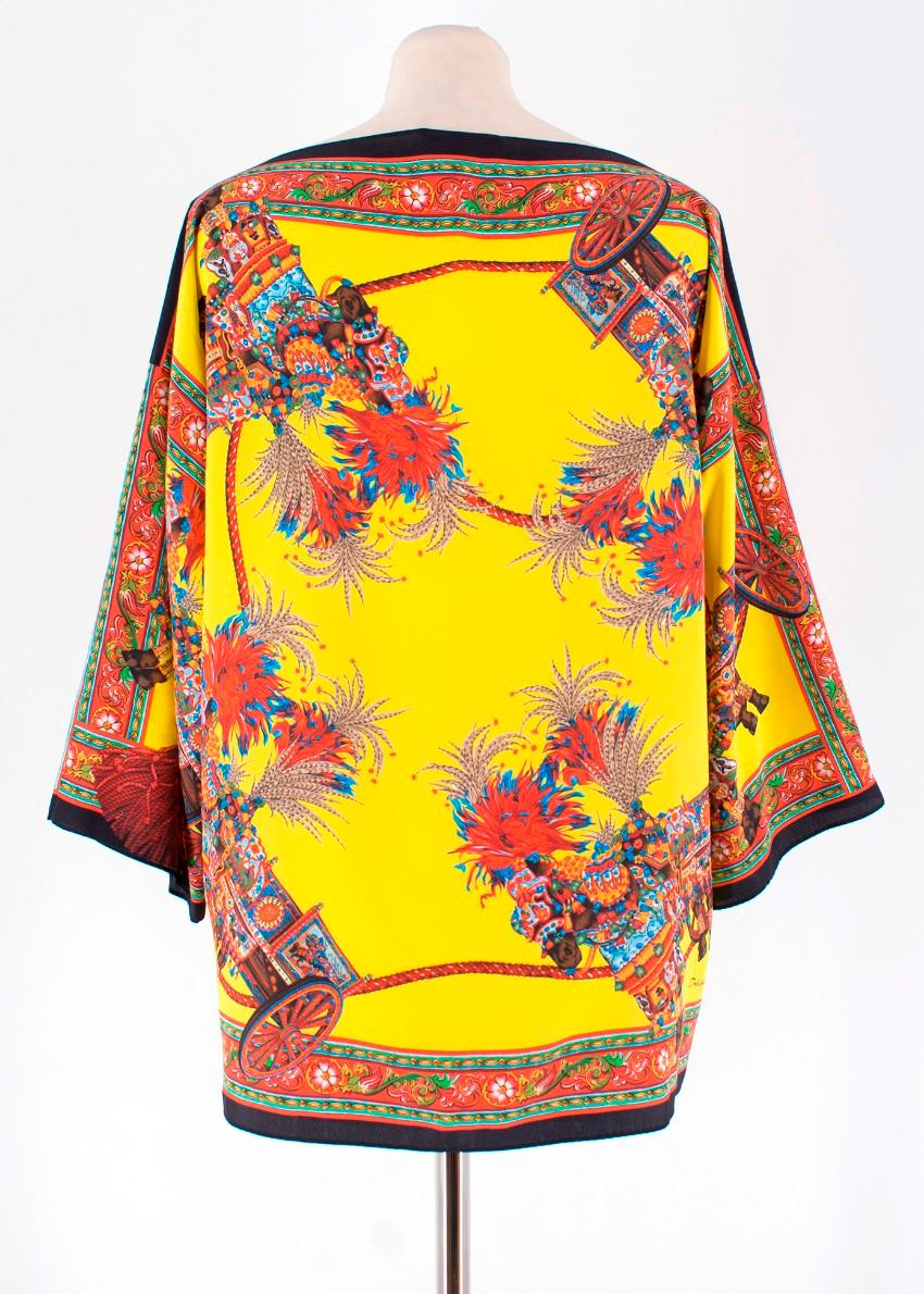 Dolce & Gabbana Yellow Abstract Silk Blouse Size US 0-2 In New Condition In London, GB