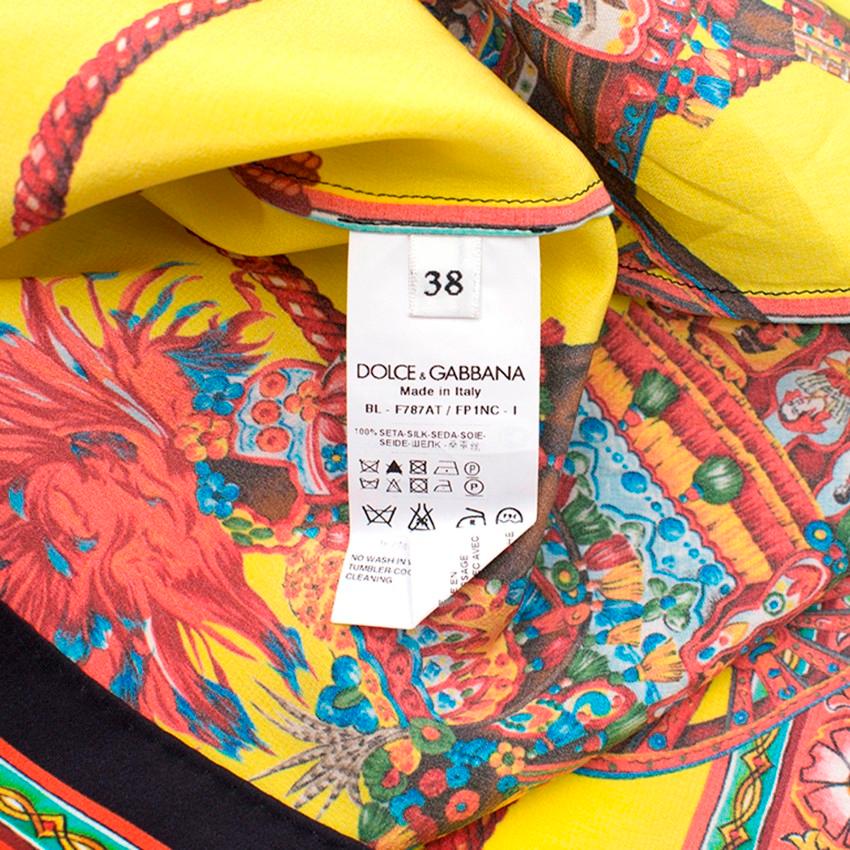 Dolce & Gabbana Yellow Abstract Silk Blouse Size US 0-2 5