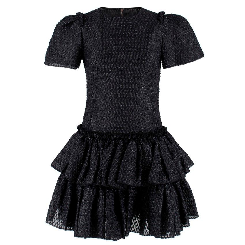 Dolce & Gabbana Black Raffia Silk Blend Dress Size XS For Sale