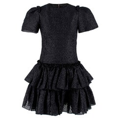 Dolce & Gabbana Black Raffia Silk Blend Dress Size XS