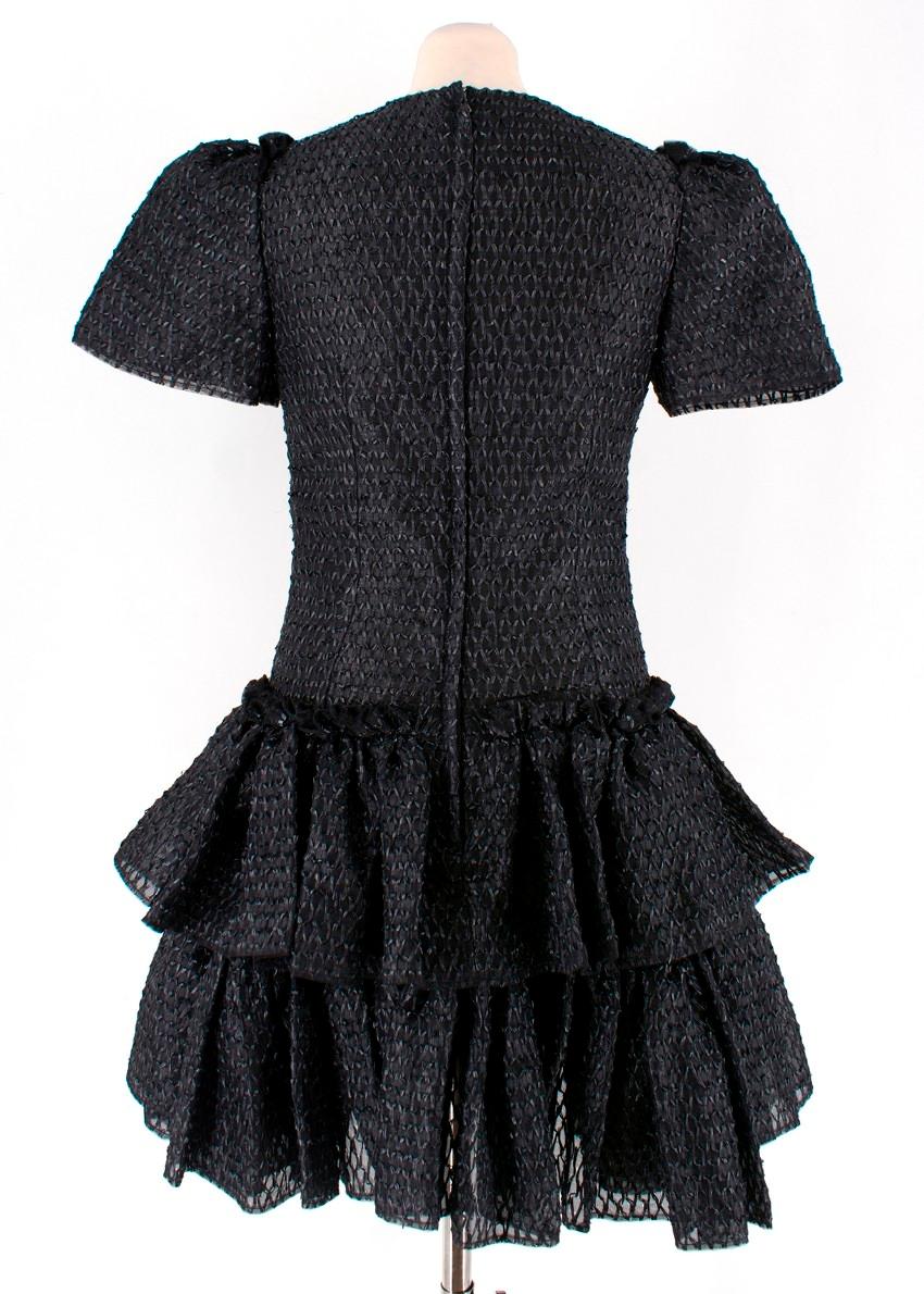 Dolce & Gabbana Black Raffia Silk Blend Dress Size XS In New Condition For Sale In London, GB