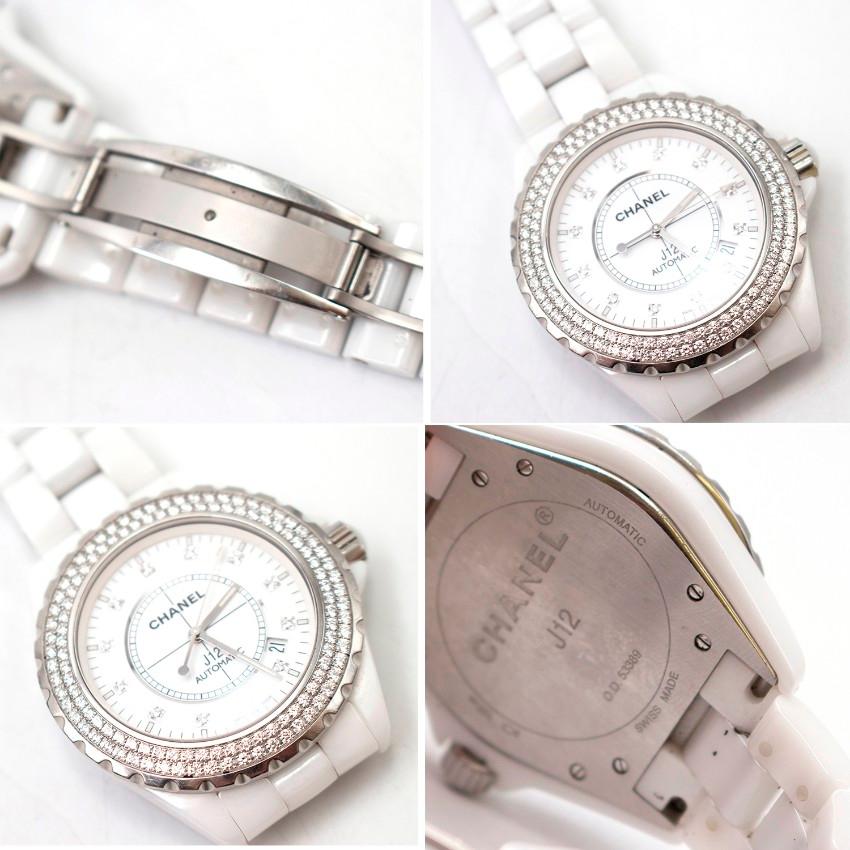 Chanel J12 White Ceramic Diamond Bezel Watch  For Sale 1