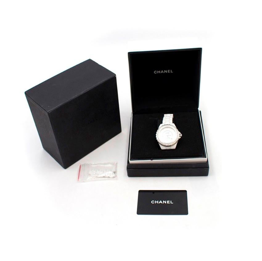Chanel J12 White Ceramic Diamond Bezel Watch  For Sale 4