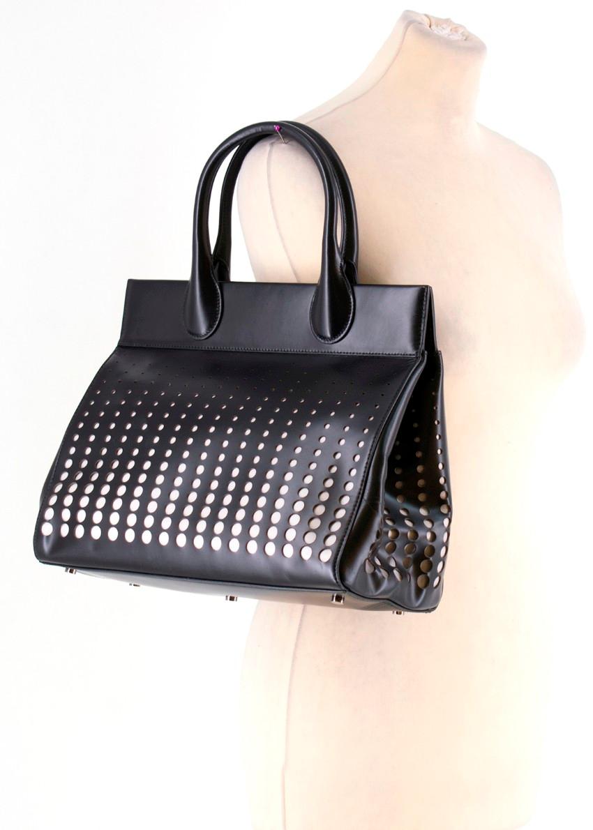 Alaia Monochrome Laser Cut Top Handle Bag For Sale 1