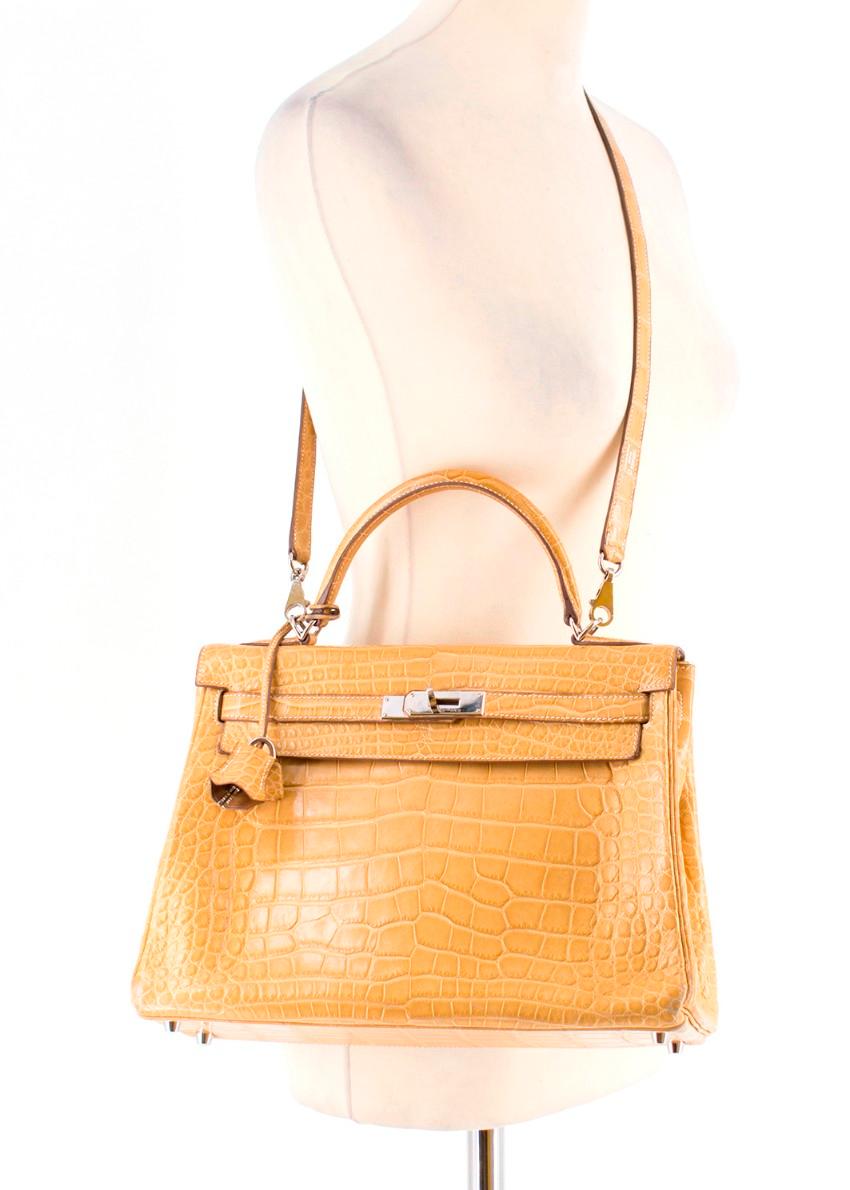 Hermes Mimosa Alligator Mississippi 32cm Kelly Bag im Angebot 3