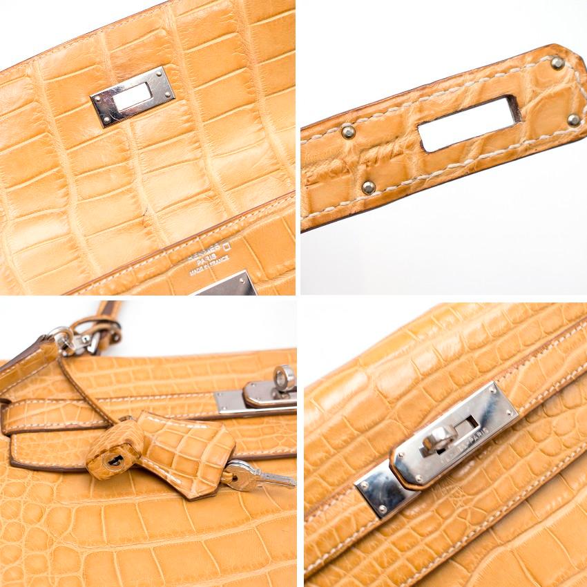 Hermes Mimosa Alligator Mississippi 32cm Kelly Bag im Angebot 4