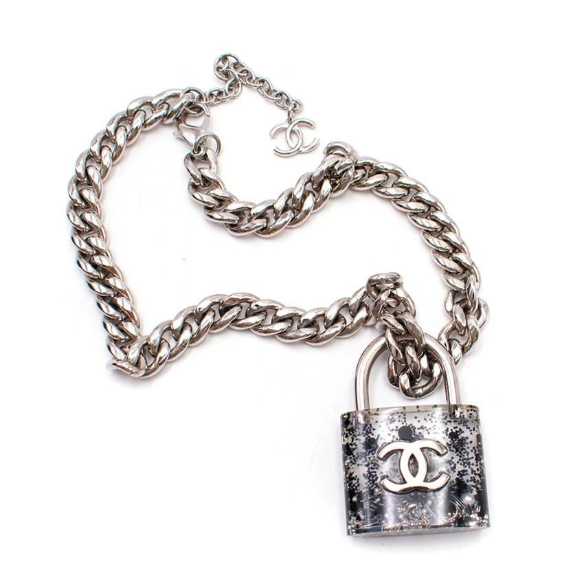 chanel resin lock necklace