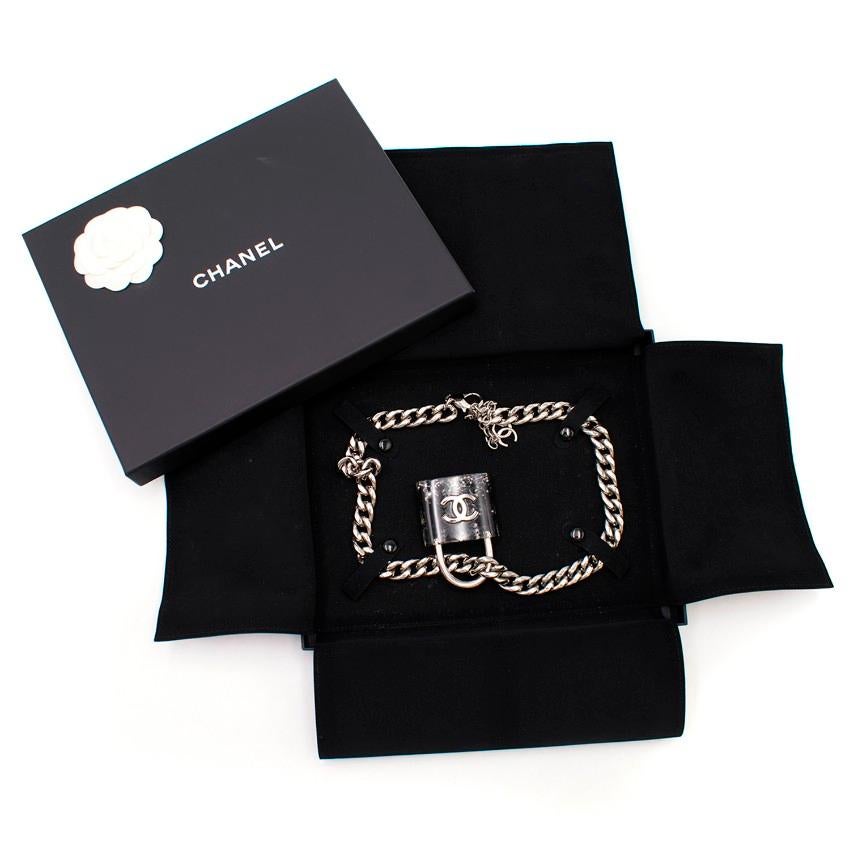 Chanel Silver-tone CC Resin Padlock Necklace 3
