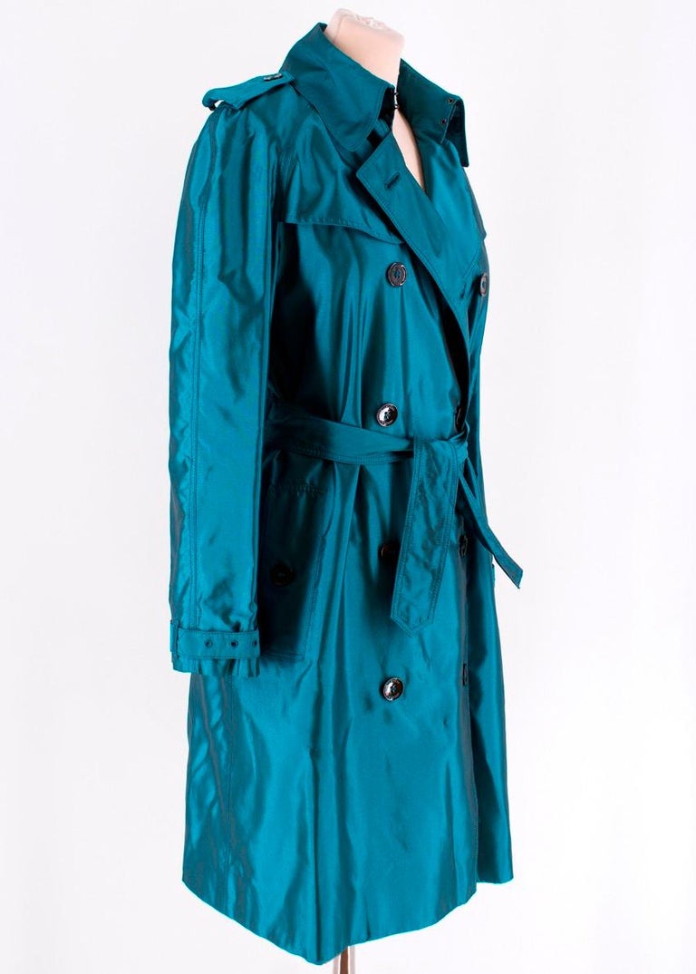 Burberry Iridescent Blue Trenchcoat US 2 at 1stDibs