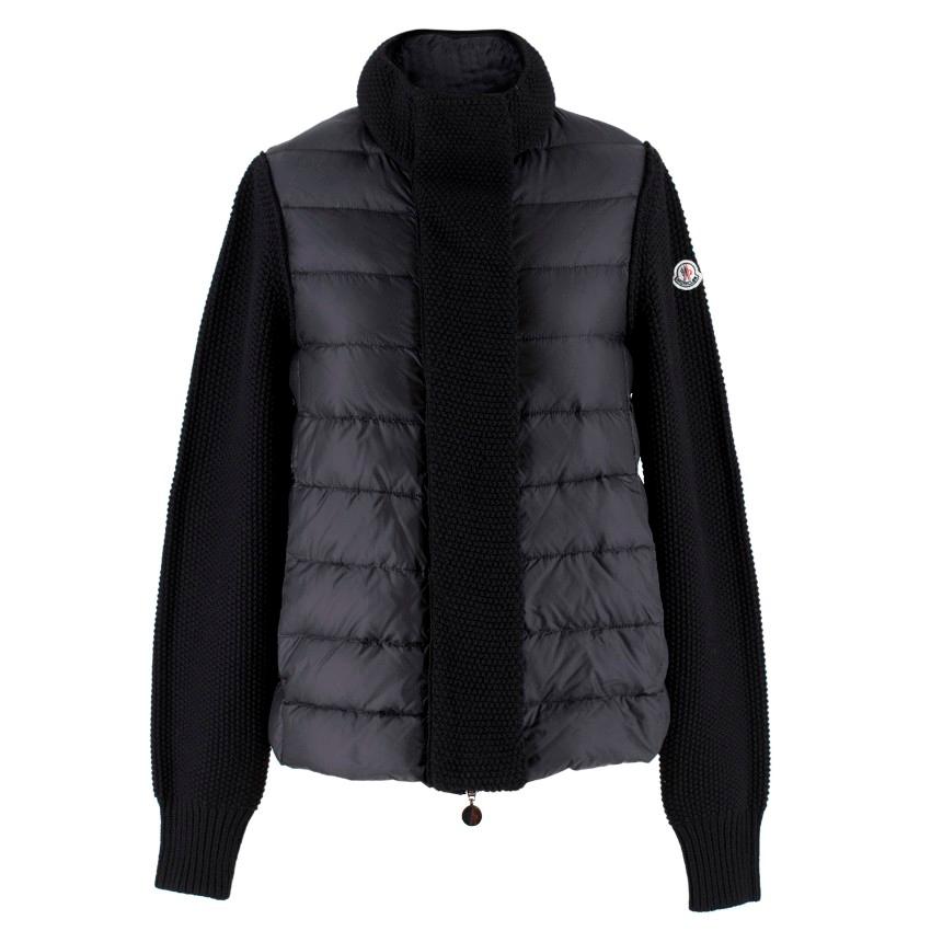 Moncler SS18 Black Knit & Down Jacket Size 8 For Sale