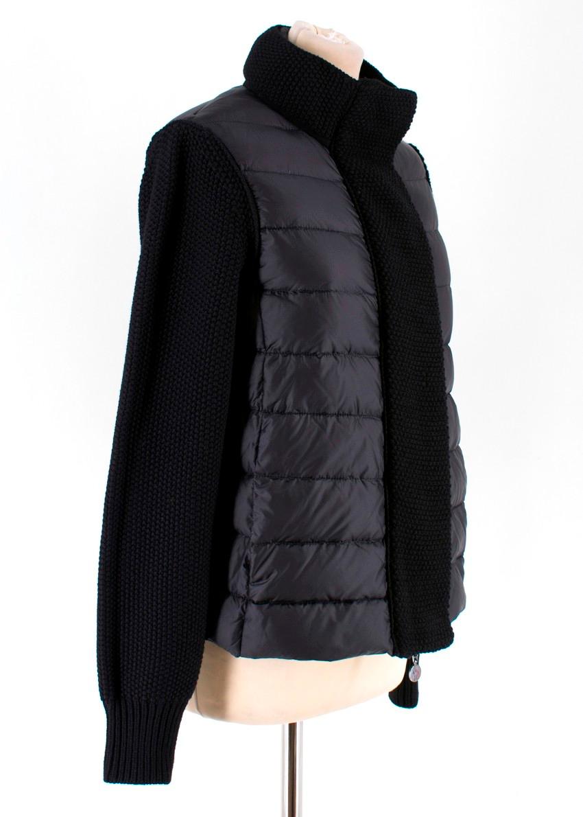 Moncler SS18 Black Knit & Down Jacket Size 8 For Sale 5