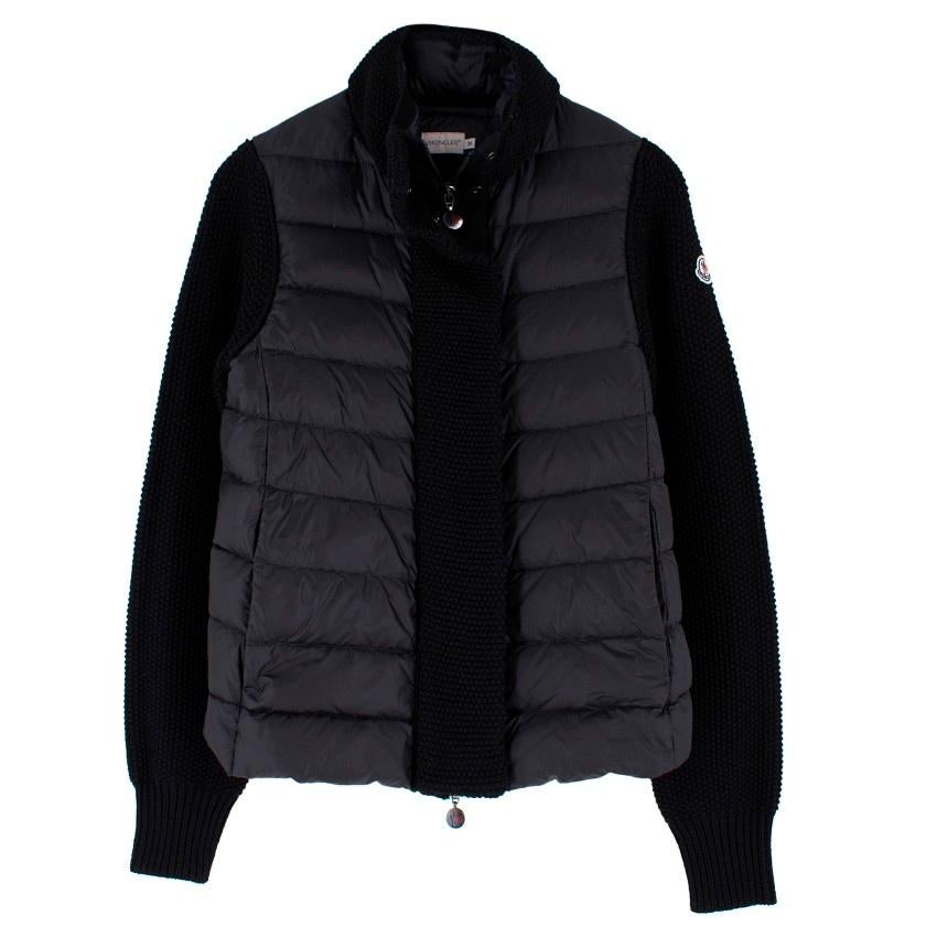 Moncler SS18 Black Knit & Down Jacket Size 8 For Sale 6