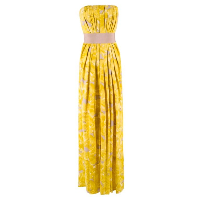 Carolina Herrera Floral Strapless Silk Gown Size 2 For Sale at 1stDibs