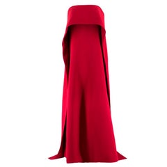 Kaufmanfranco Blood Red Strapless Cape Flair Column gown 