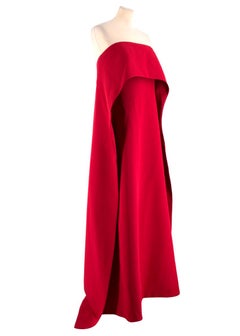 Kaufmanfranco Blood Red Strapless Cape Flair Column gown