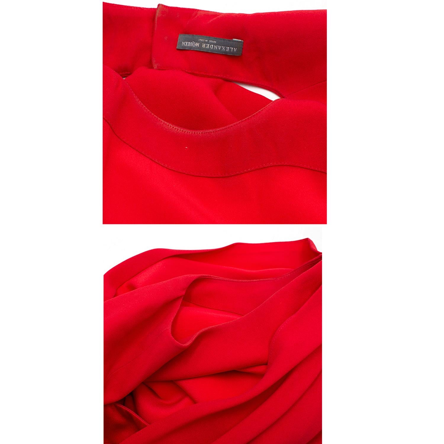 Alexander McQueen Draped Red Open Back Gown  In New Condition For Sale In London, GB
