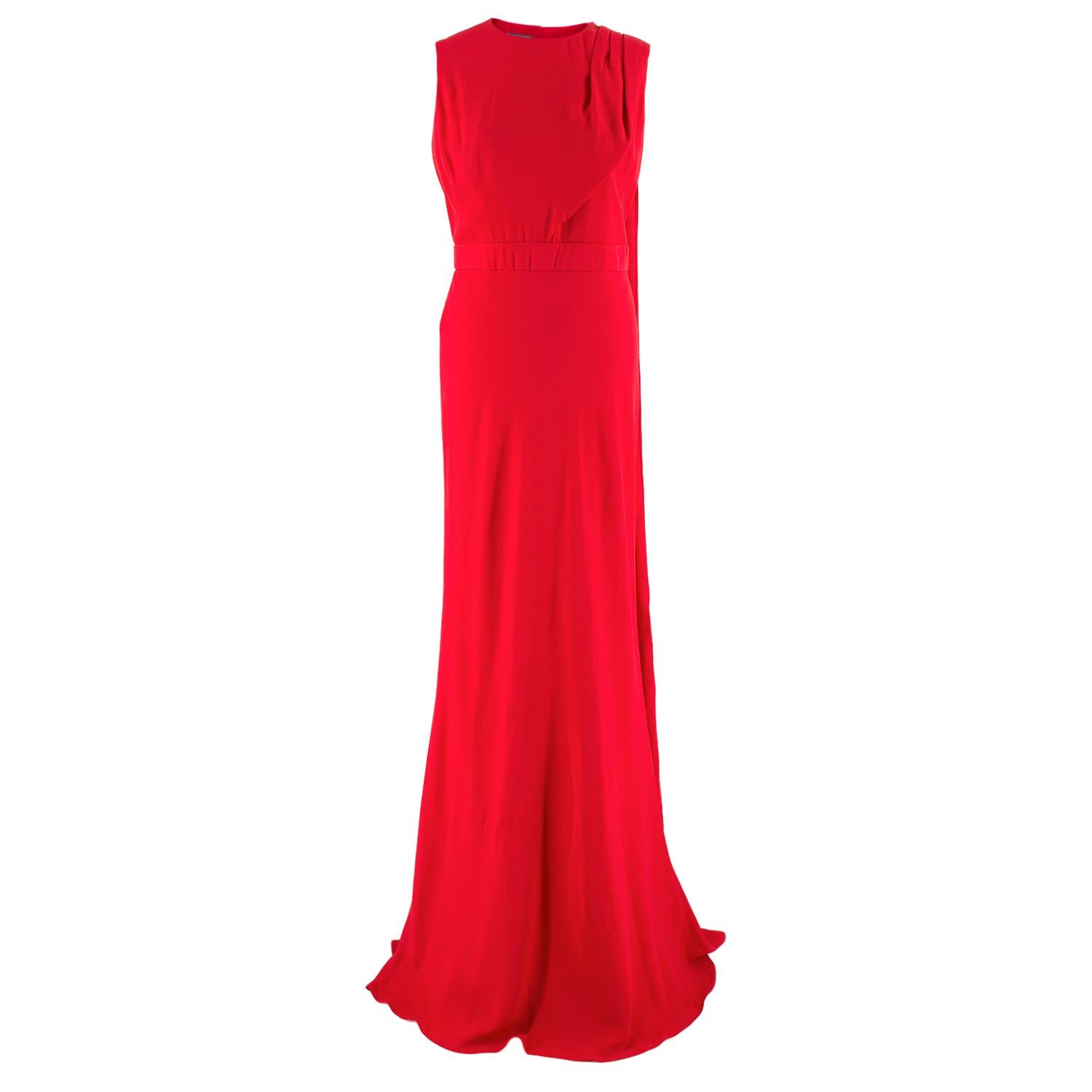 Alexander McQueen Draped Red Open Back Gown  For Sale