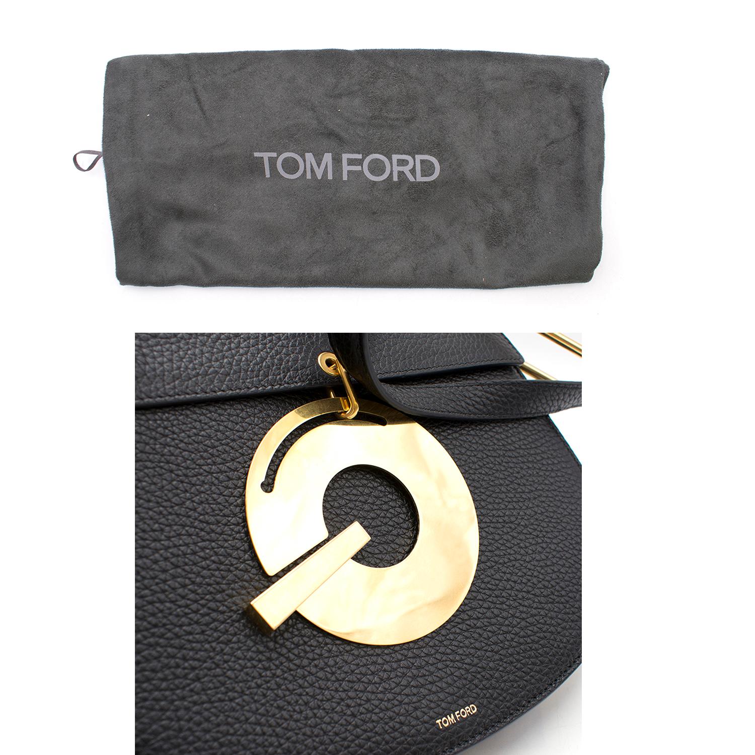 Tom Ford Black Calf Leather Saddle Bag For Sale 3