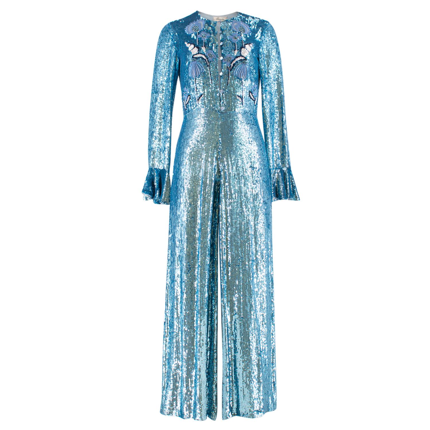 Temperley London Blue Sequin Jumpsuit  For Sale