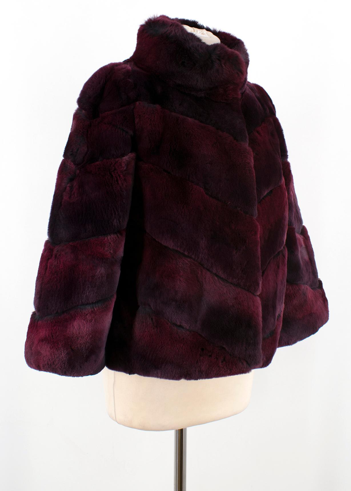 Black Diane von Furstenberg Purple Rabbit Fur Coat  For Sale
